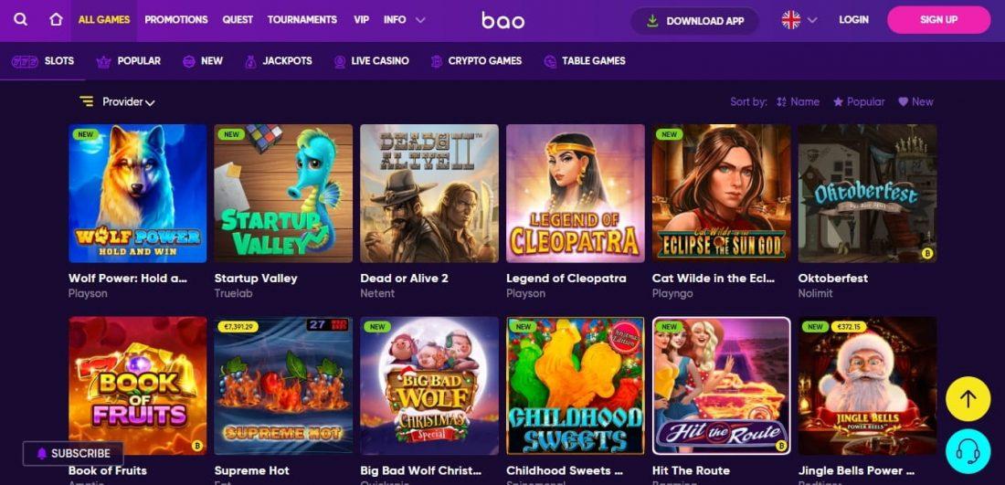 Bao Casino Games Offered