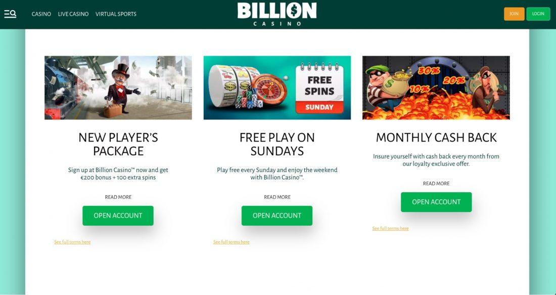 Billion Casino Welcome Bonus