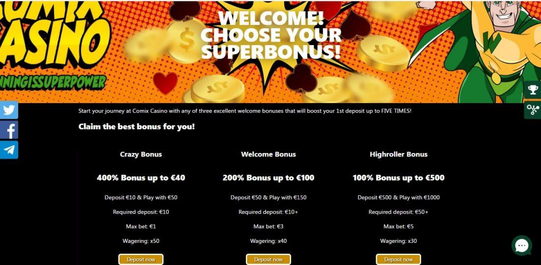 Comix Casino Welcome Bonus
