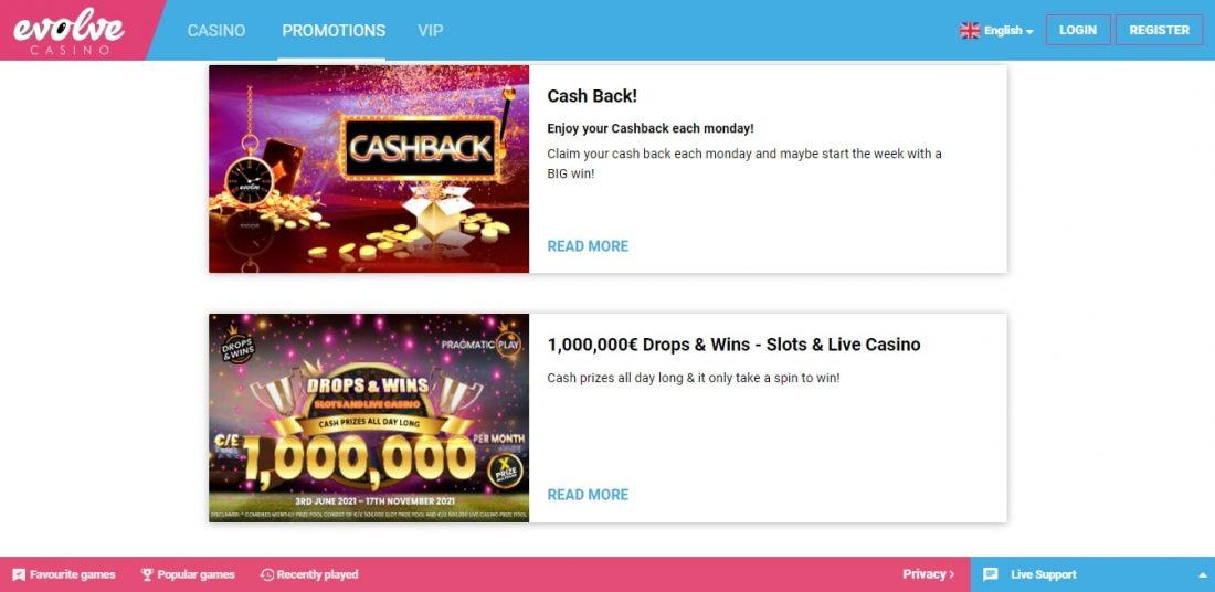  Evolve Casino Cashback