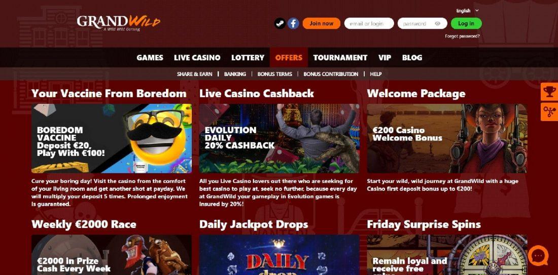 GrandWild Casino Bonus