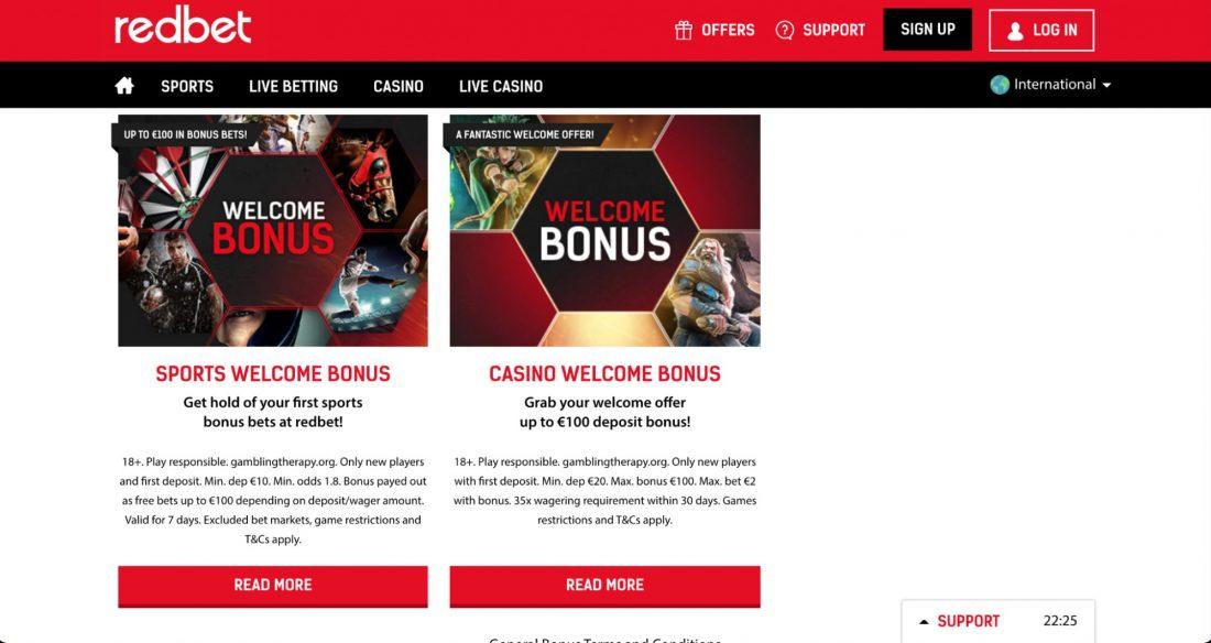 Redbet casino welcome bonus