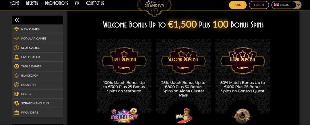 Grand Ivy Casino Welcome Bonus