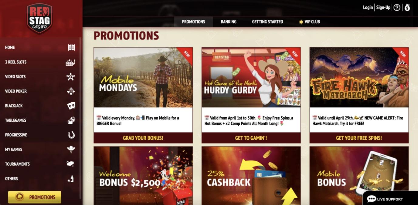 Red Stag Casino No Deposit Bonus & Other Promotions