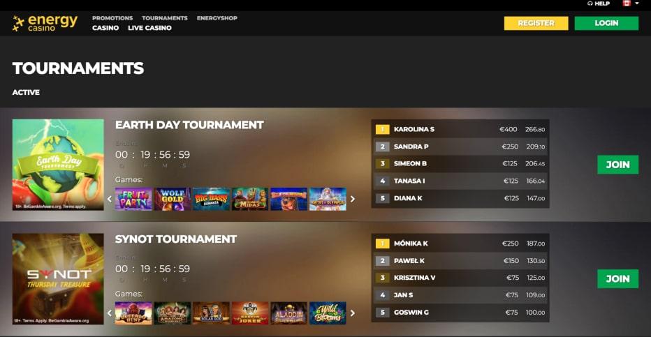 EneryCasino tournaments