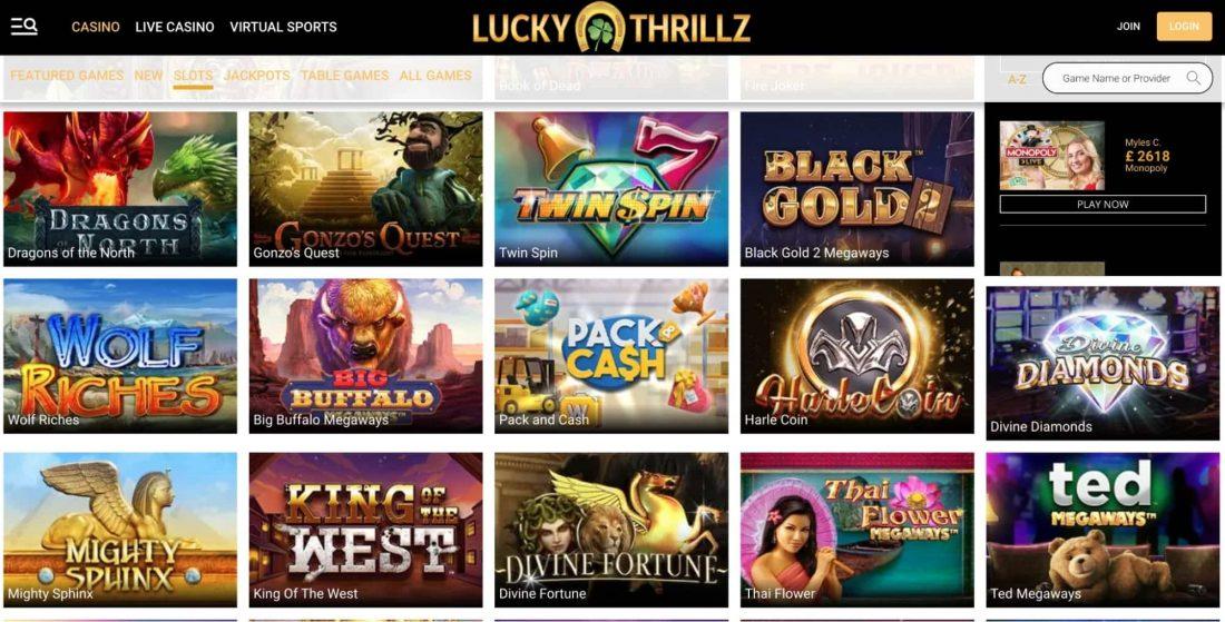 lucky-thrillz-games-offered