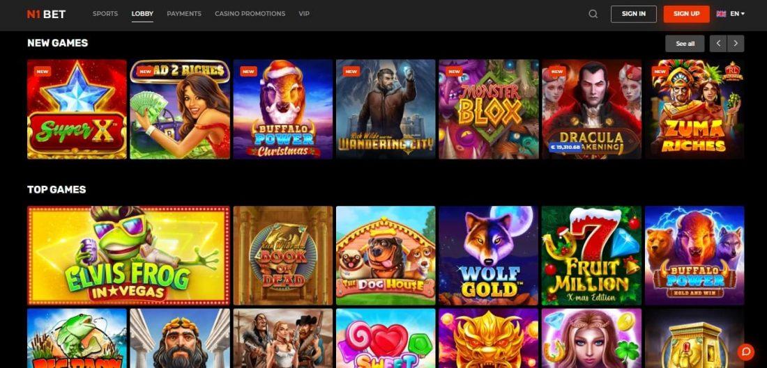 N1Bet Casino Games Offered