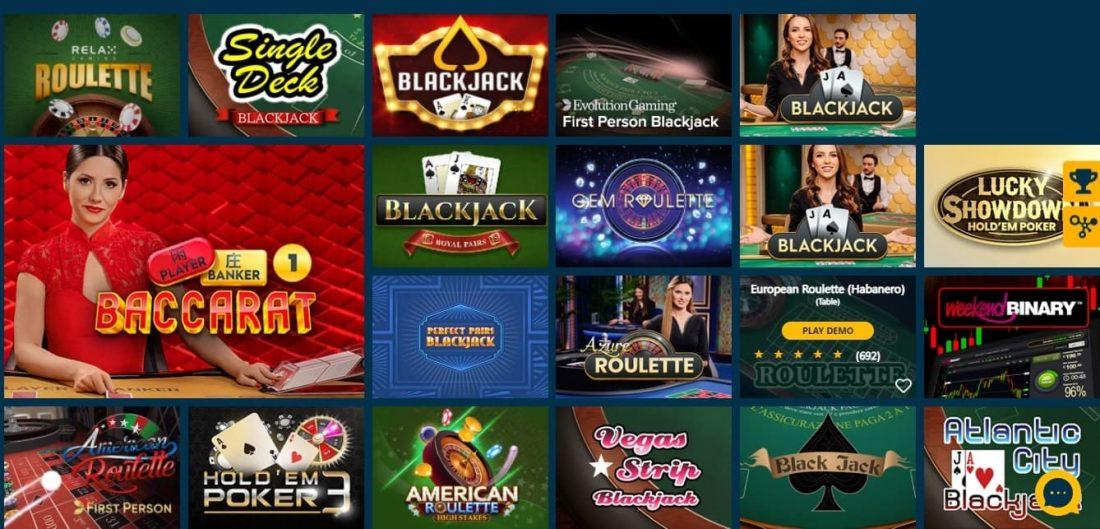 ParadiseWin Casino Table Games