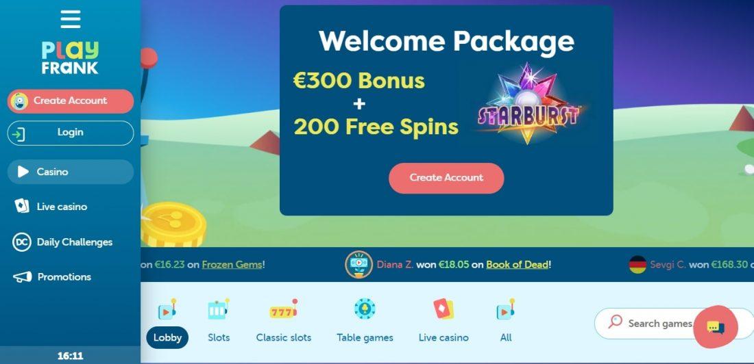 PlayFrank Welcome Bonus