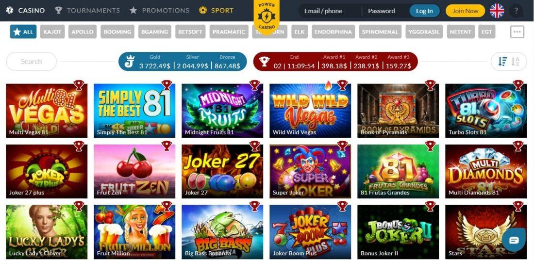 Power Casino Games Offered