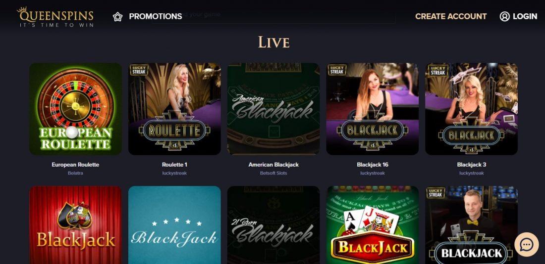 QueenSpins Live Casino