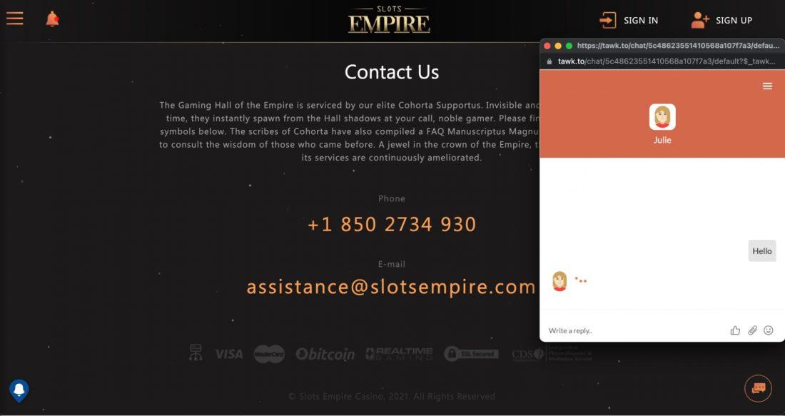slots-empire-casino-customer-service