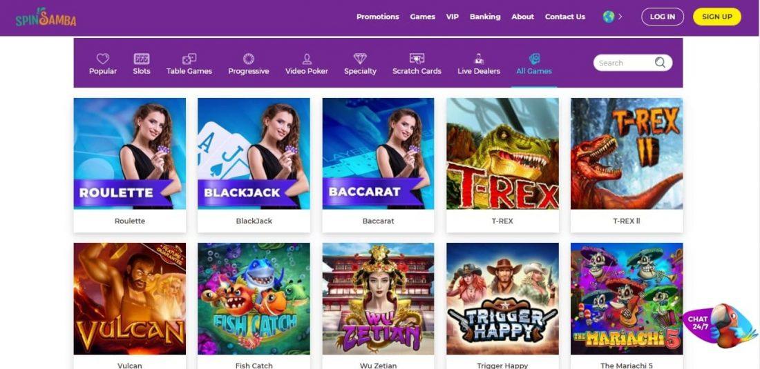 Spin Samba Casino Table Games