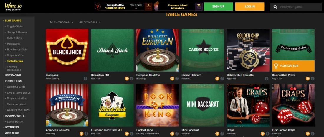 Table and Live Casino Games